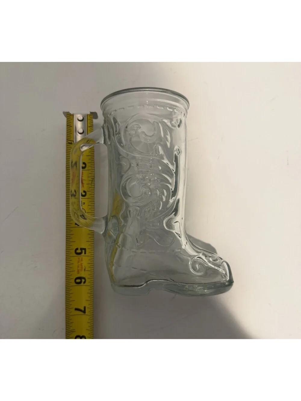 Clear Glass Boot Mug Size 6” Tall Collectibles